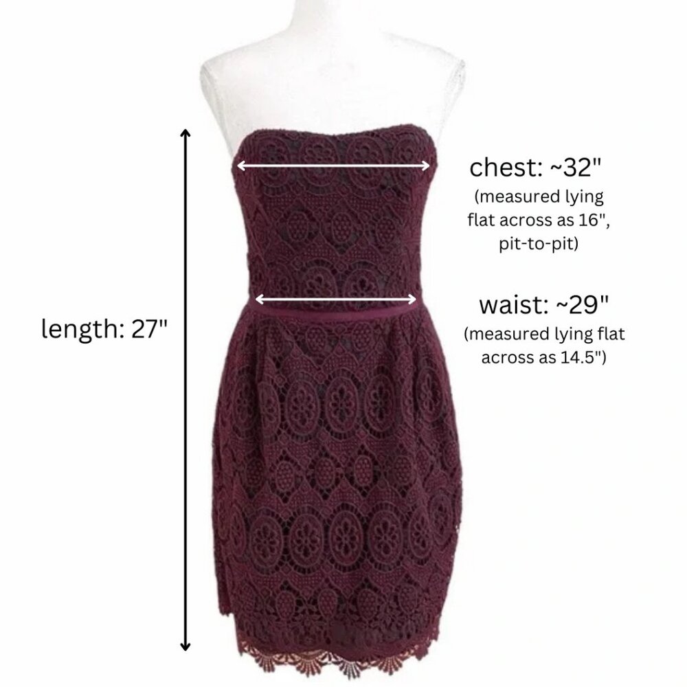 Club Monaco - 'Leandra' Pink & Purple Strapless Floral Lace Dress - size 6 - Picture 5 of 11